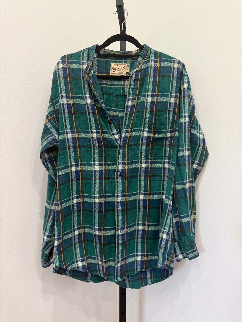 Woolrich Rugged Outdoorwear Green Plaid Cotton Shirt Medium